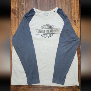Harley-Davidson Oil Can Bar & Shield Raglan Mens Long Sleeve Shirt Size 3XL